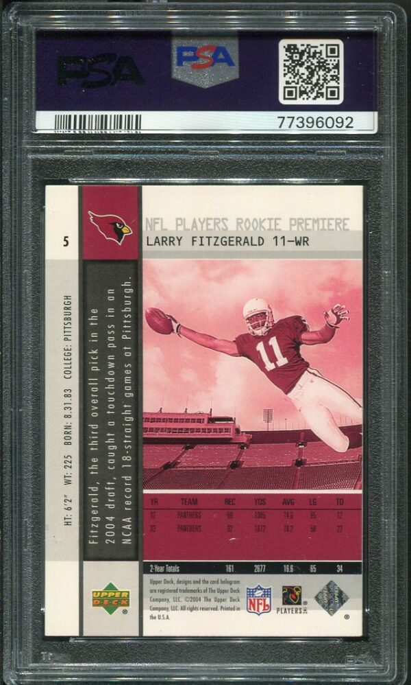 Authentic 2004 Upper Deck Rookie Premiere #5 Larry Fitzgerald PSA 9 Rookie Football Card