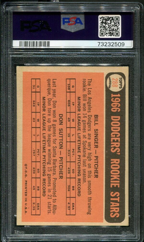 Authentic 1966 Topps #288 Don Sutton PSA 4 Rookie Baseball Card