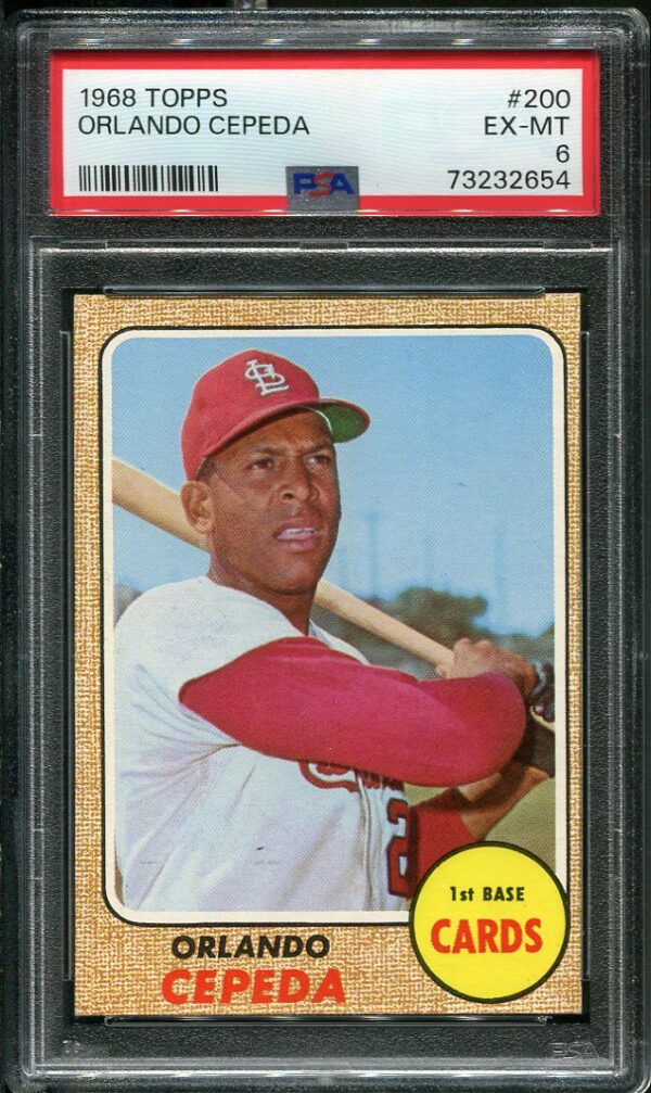 Authentic 1968 Topps #200 Orlando Cepeda PSA 6 Baseball Card