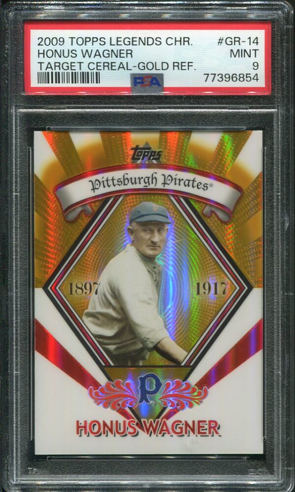 Authentic 2009 Topps Legends Chrome Target Cereal Honus Wagner Gold Refractor PSA 9 #GR-14 Baseball Card