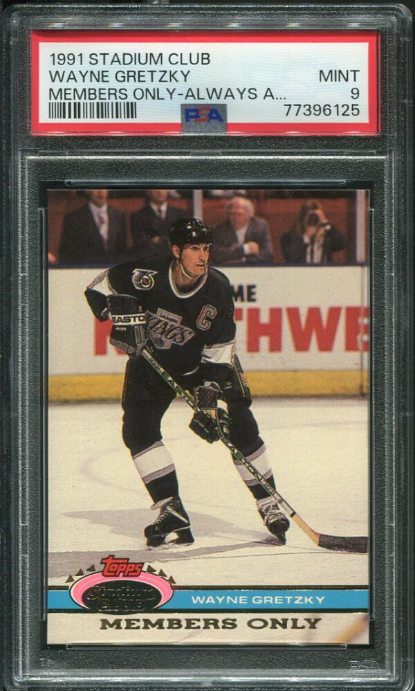 Authentic 1991 Stadium Club Wayne Gretzky Members Only "Always A Gentleman" PSA 9 Hockey Card