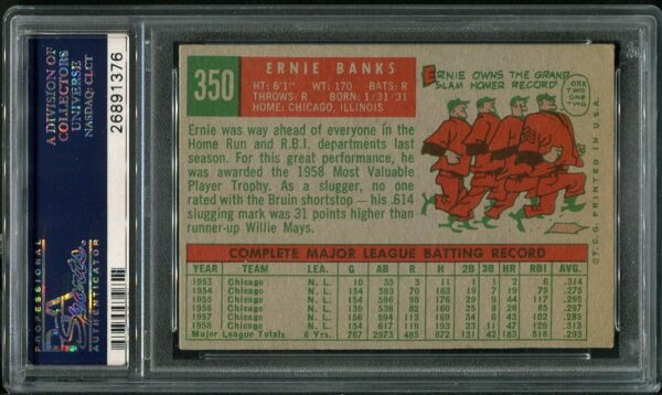 Authentic 1959 Topps #350 Ernie Banks PSA 6 Baseball Card