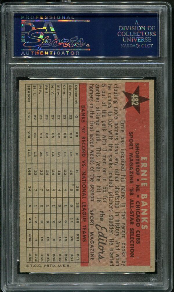 Authentic 1958 Topps #482 Ernie Banks All Star PSA 7 Baseball Card