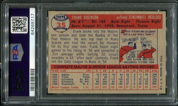 Authentic 1957 Topps #35 Frank Robinson PSA 5 Rookie Baseball Card