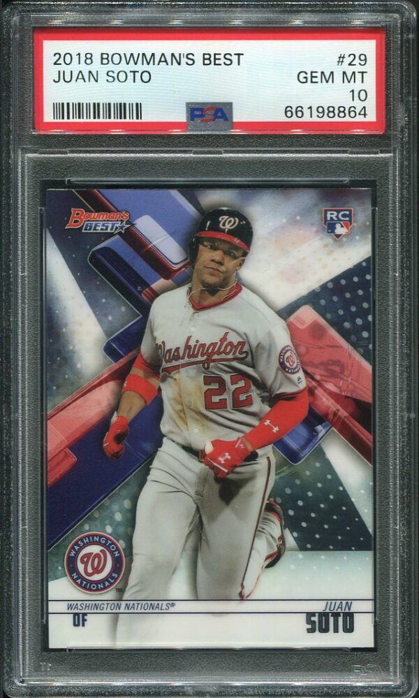 Authentic 2018 Bowman's Best #29 Juan Soto PSA 10 Rookie Card