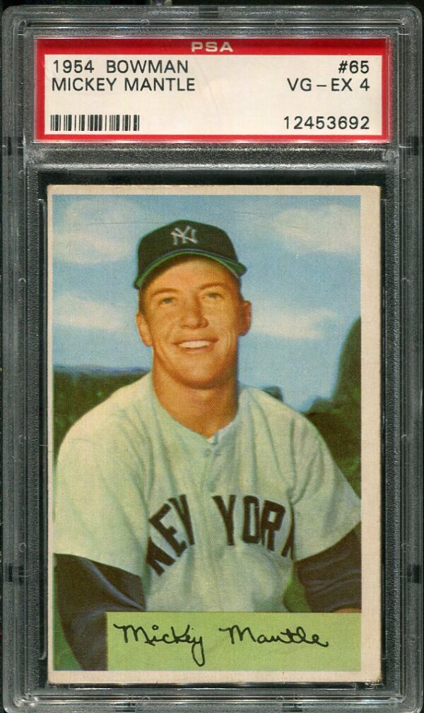 Authentic 1954 Bowman #65 Mickey Mantle PSA 4 Baseball Card