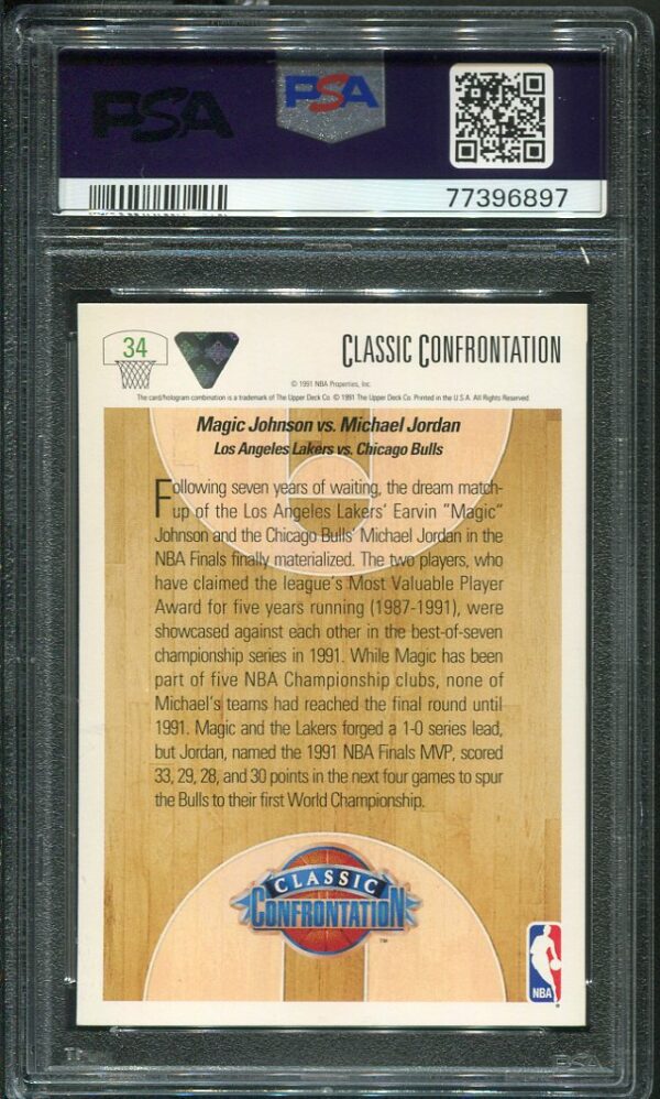 Authentic 1991 Upper Deck #34 Magic Johnson/Michael Jordan PSA 10 Basketball Card