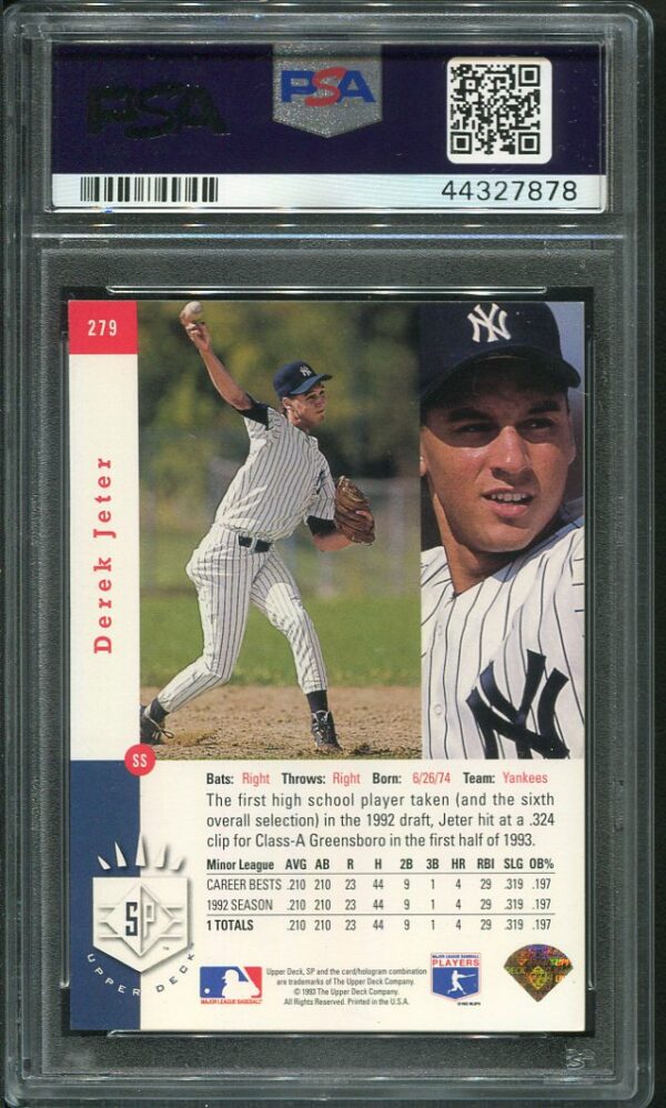 Authentic 1993 SP Foil #279 Derek Jeter PSA 7 Rookie Baseball Card