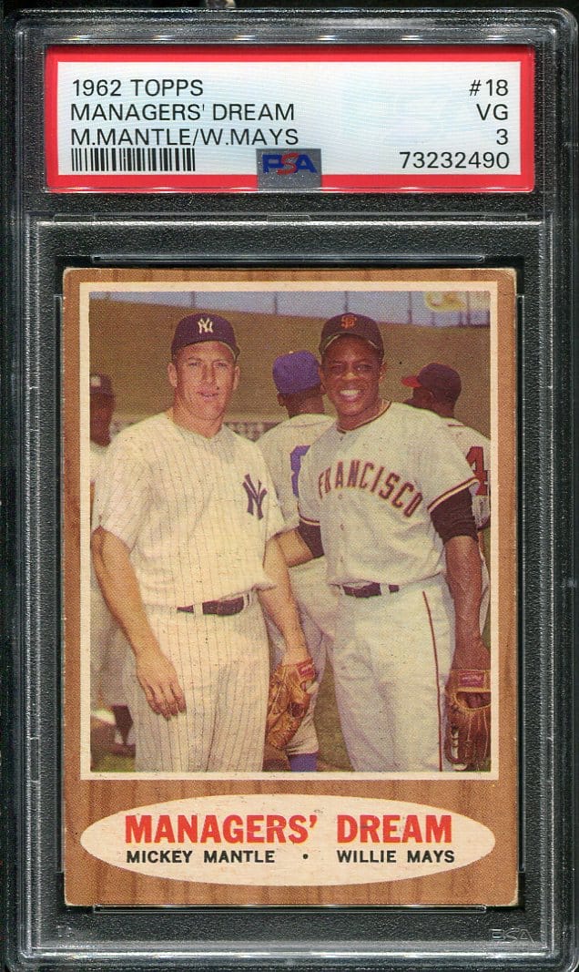 1962 Topps Managers' Dream #18 Mickey Mantle/Willie Mays PSA 3 HOF ...