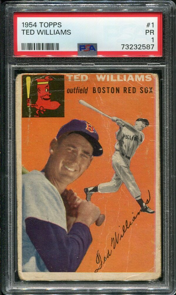 Authentic 1954 Topps #1 Ted Williams PSA 1 Baseball Card