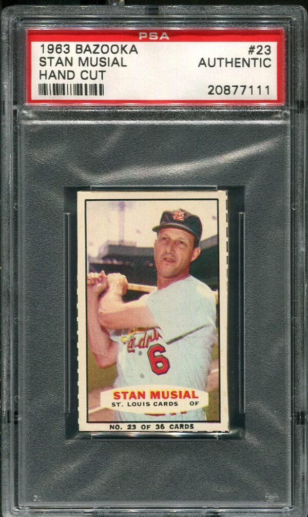 Authentic 1963 Bazooka #23 Stan Musial Hand Cut PSA Authentic