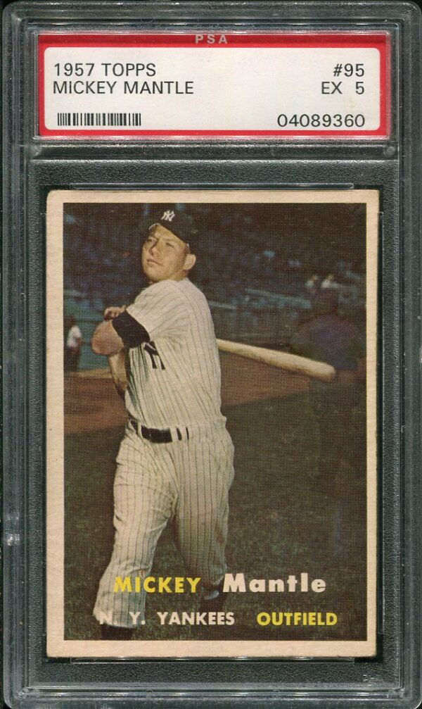 Authentic 1957 Topps #95 Mickey Mantle PSA 5 Baseball Card