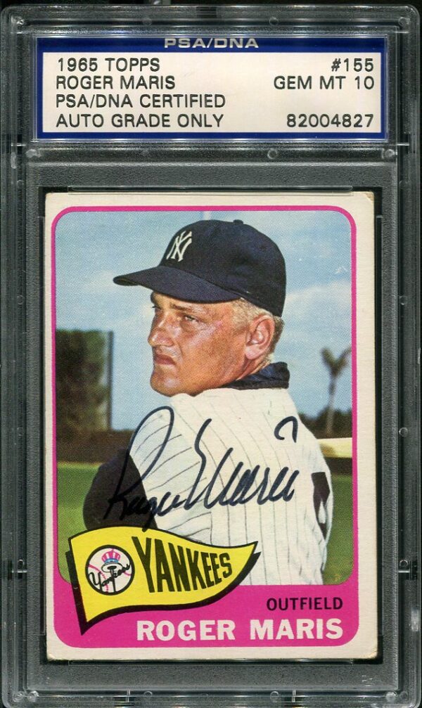 Authentic 1965 Topps #155 Autographed Roger Maris Baseball Card