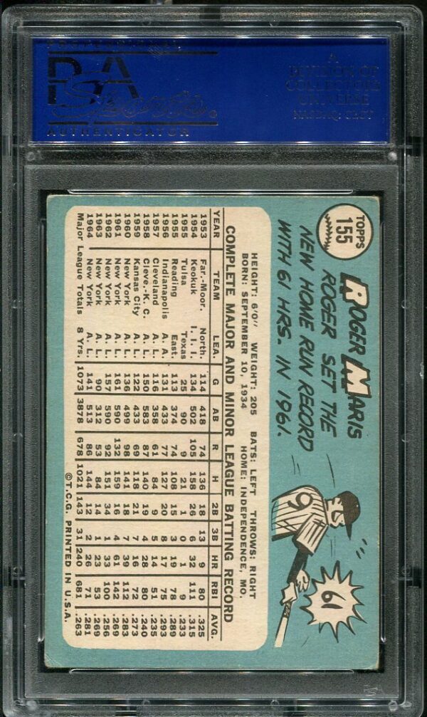 Authentic 1965 Topps #155 Autographed Roger Maris Baseball Card