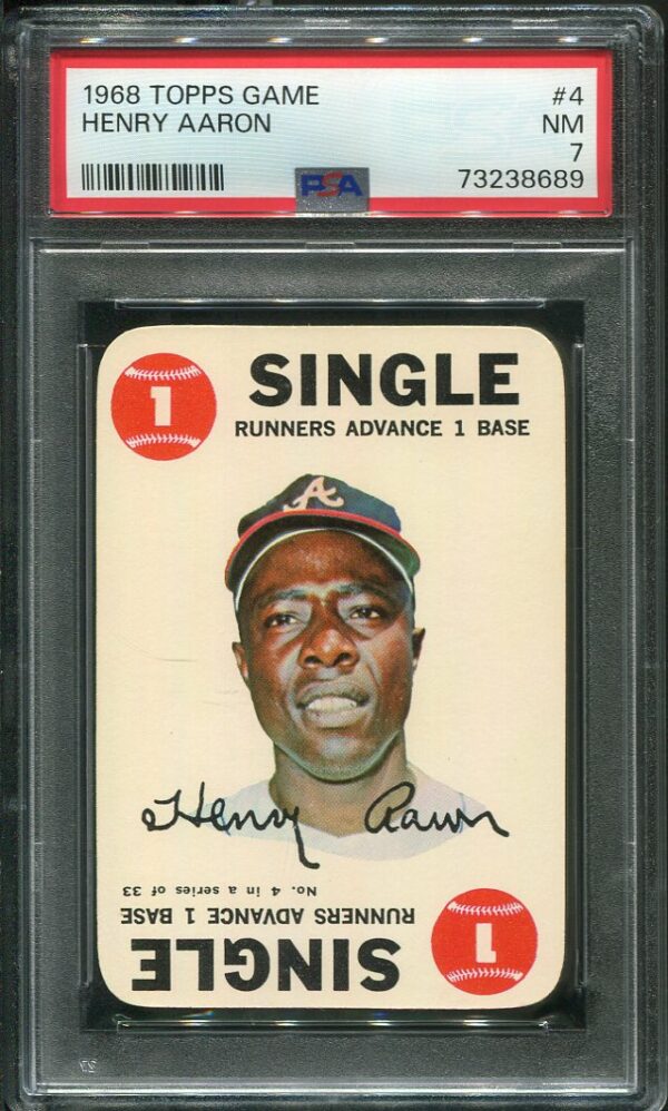 Authentic 1968 Topps Game #4 Hank Aaron PSA 7 Baseball Card