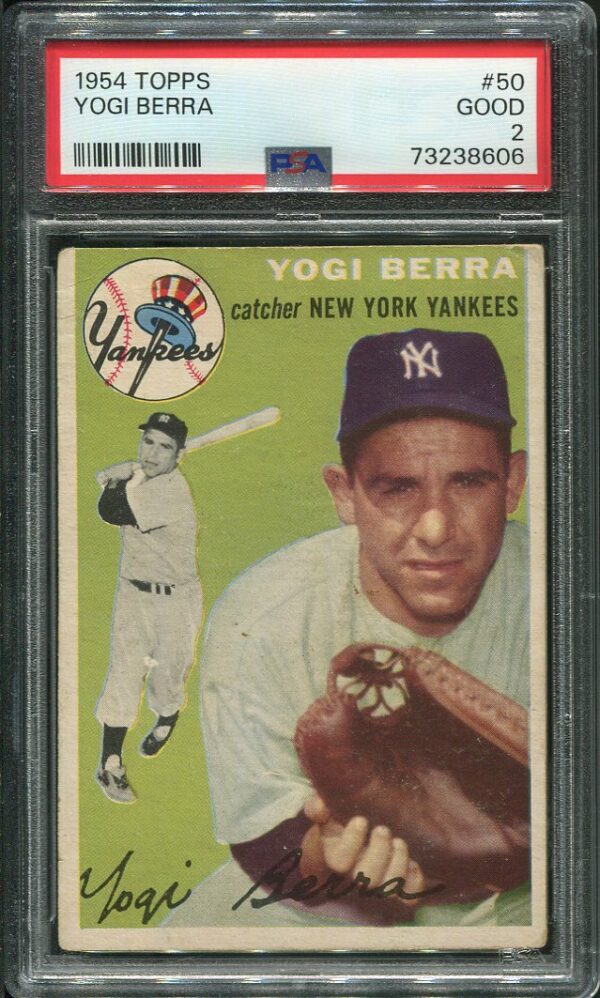 Authentic 1954 Topps #50 Yogi Berra PSA 2 Baseball Card