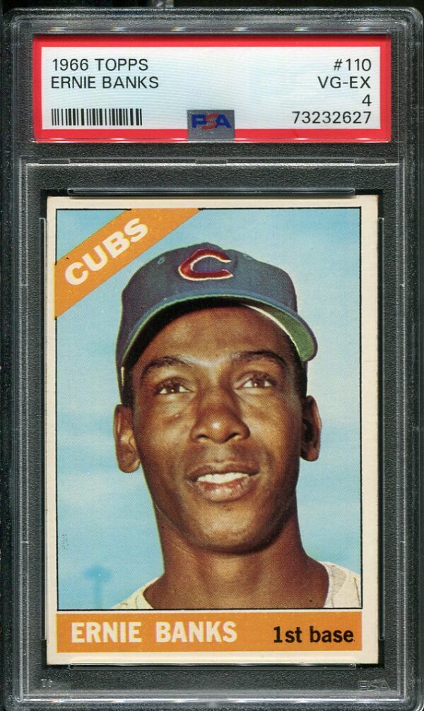 Authentic 1966 Topps #110 Ernie Banks PSA 4 Baseball Card