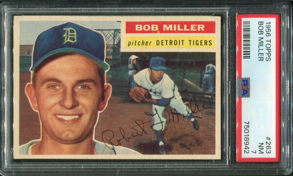 Authentic 1956 Topps #263 Bob Miller PSA 7 Baseball Card