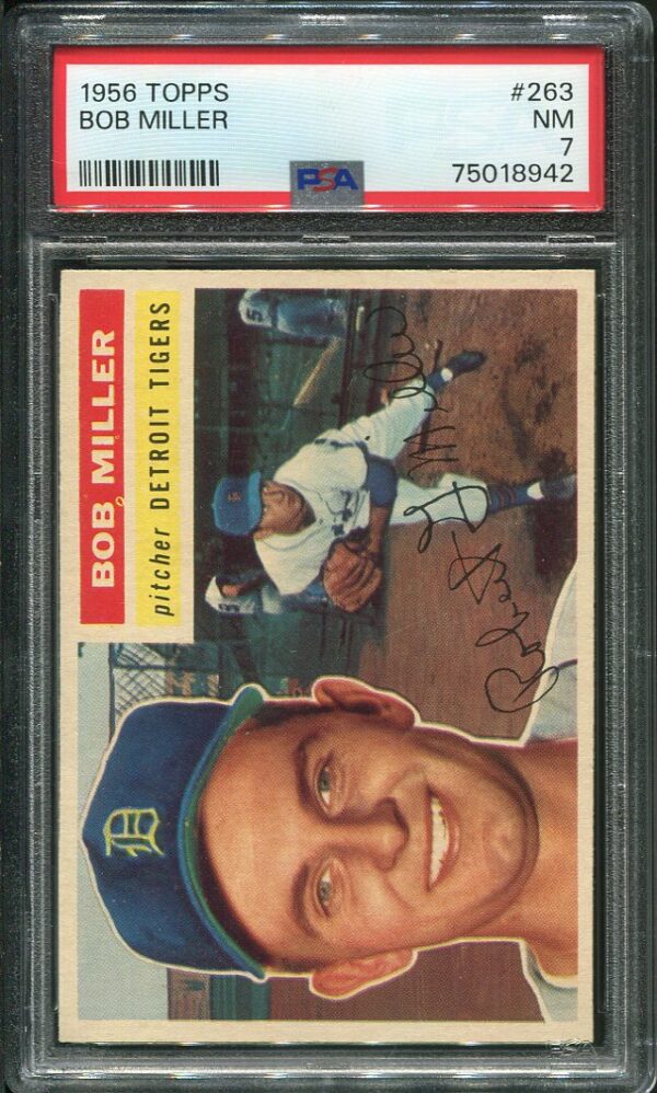 Authentic 1956 Topps #263 Bob Miller PSA 7 Baseball Card