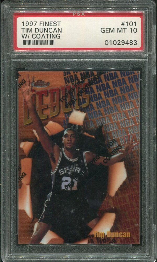 Authentic 1997 Finest #101 Tim Duncan (W/Coating) PSA 10 Rookie Basketball Card