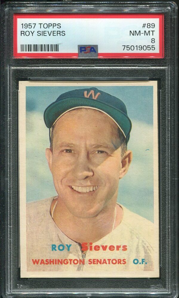 Authentic 1957 Topps #89 Roy Sievers PSA 8 Baseball Card