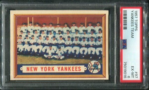 Authentic 1957 Topps #897 Yankees Team PSA 6 Baseball Card