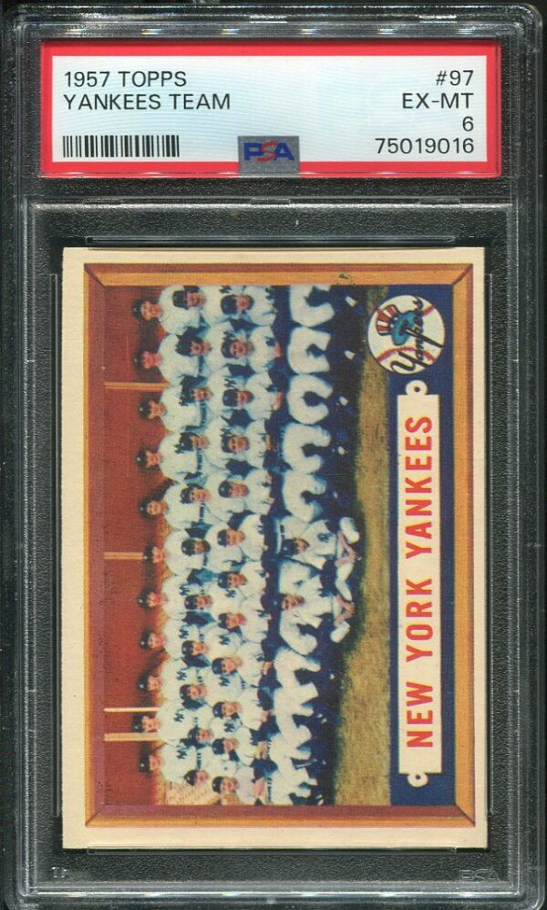 Authentic 1957 Topps #897 Yankees Team PSA 6 Baseball Card