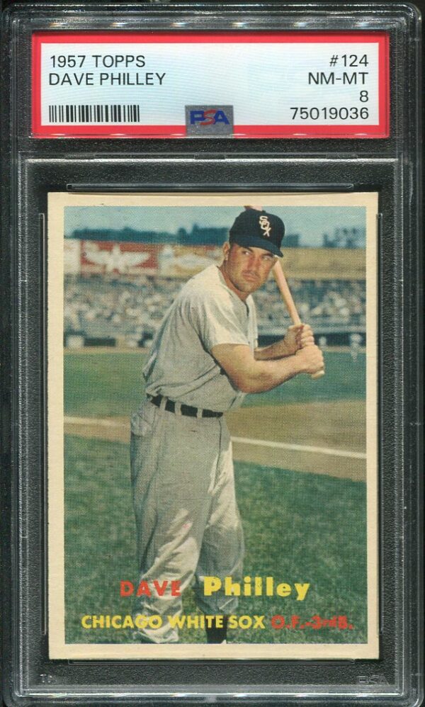 Authentic 1957 Topps #124 Dave Philley PSA 8 Baseball Card