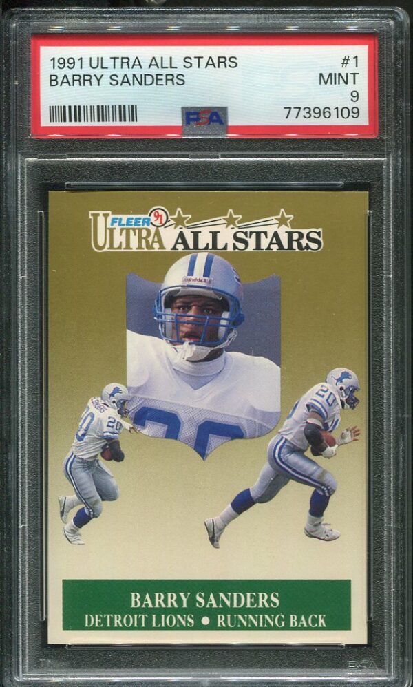 Authentic 1991 Fleer Ultra All Stars #1 Barry Sanders PSA 9 Football Card