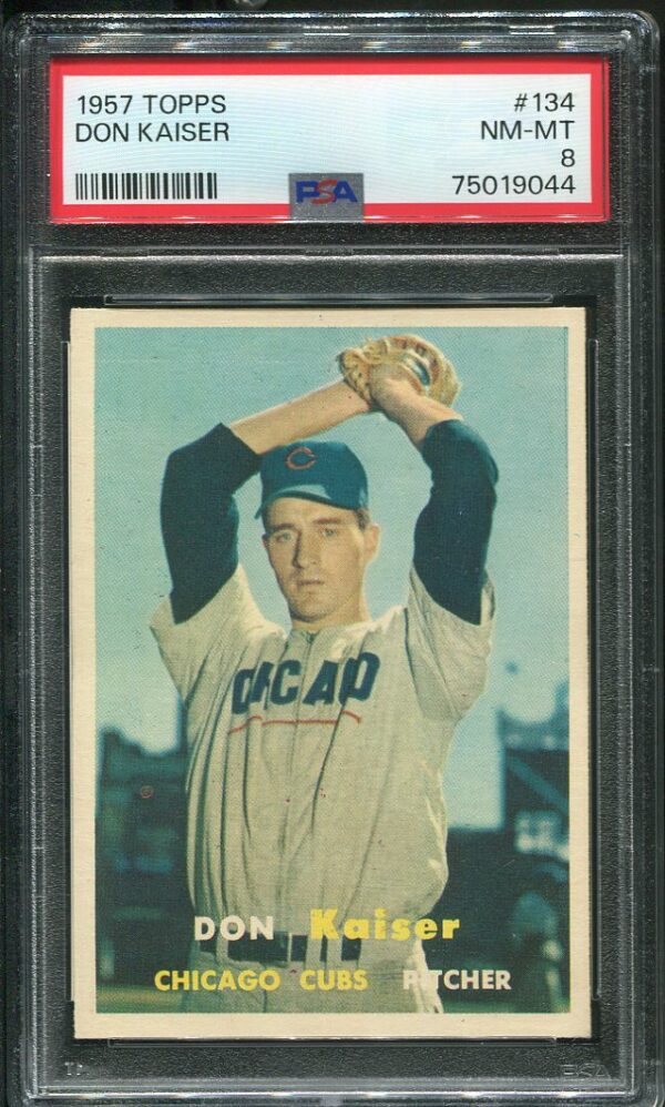 Authentic 1957 Topps #134 Don Kaiser PSA 8 Baseball Card