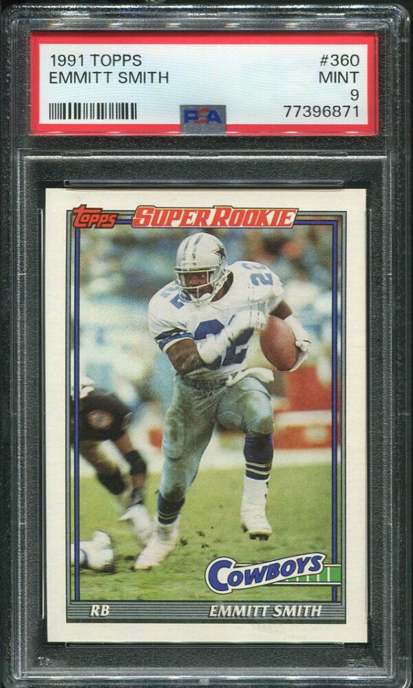 Authentic 1991 Topps #360 Emmitt Smith PSA 9 Football Card