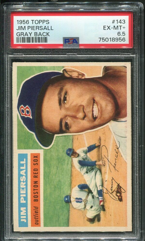 Authentic 1956 Topps #143 Jim Piersall PSA 6.5 Gray Back Baseball Card