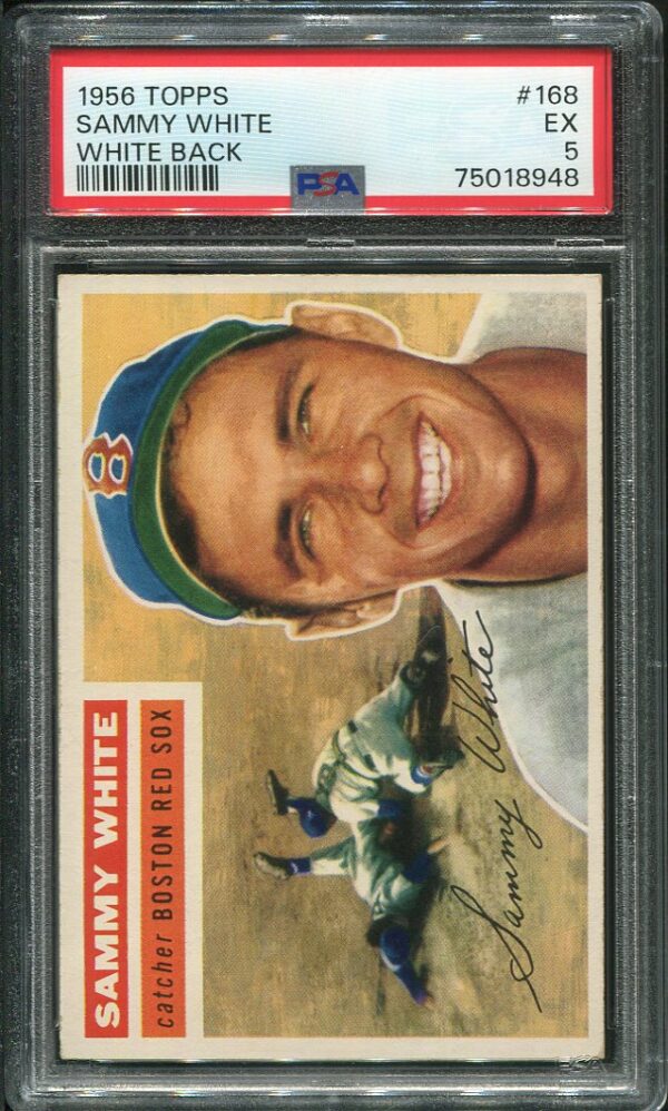 Authentic 1956 Topps #168 Sammy White PSA 5 White Back Baseball Card