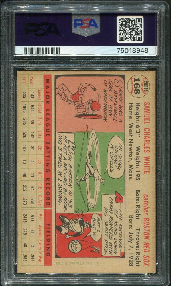 Authentic 1956 Topps #168 Sammy White PSA 5 White Back Baseball Card