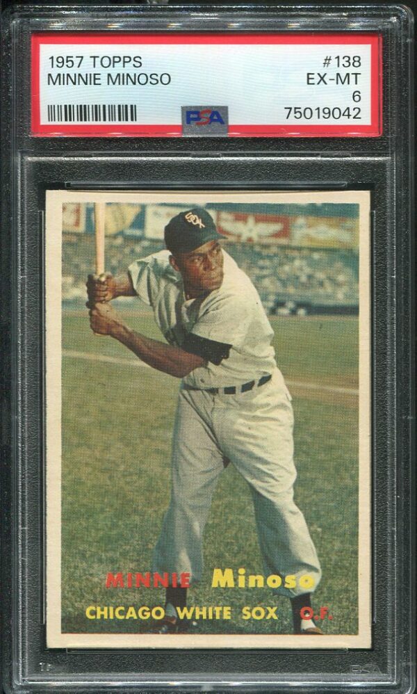 Authentic 1957 Topps #138 Minnie Minoso PSA 6 Baseball Card