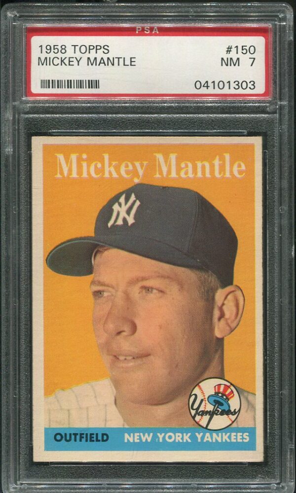 Authentic Mickey Mantle 1958 Topps #150 PSA 7 Baseball Card