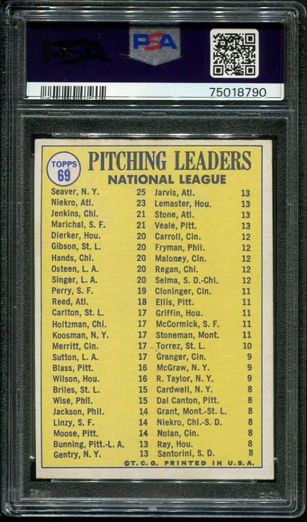 Authentic 1970 Topps #69 NL Pitching Leaders PSA 6.5 Baseball Card