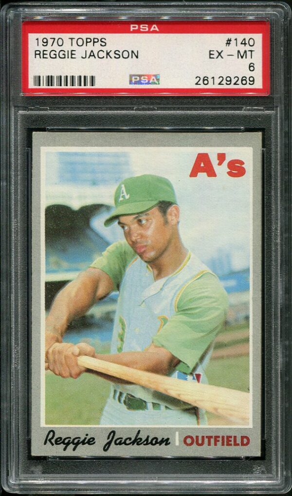 Authentic 1970 Topps #140 Reggie Jackson PSA 6 Vintage Baseball Card