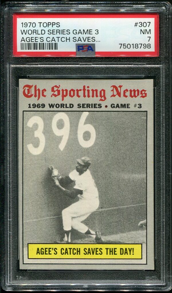 Authentic 1970 Topps #2307 World Series Game 3 Tommie Agee PSA 7 Baseball Card