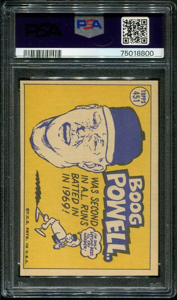 Authentic 1970 Topps #451 Boog Powell All Star PSA 8.5 Baseball Card