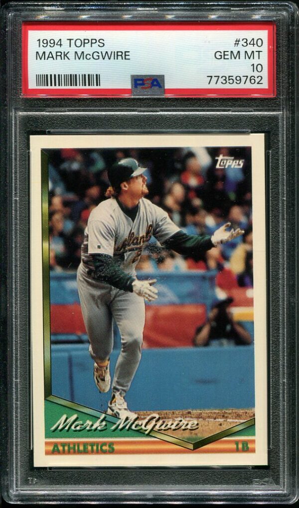 1994 Topps #340 Mark McGwire PSA GEM MINT 10 Baseball Card