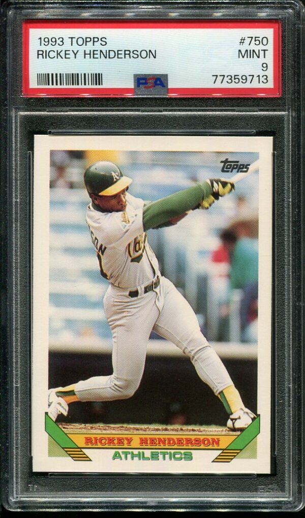 1993 Topps #750 Rickey Henderson PSA 9 Baseball Card