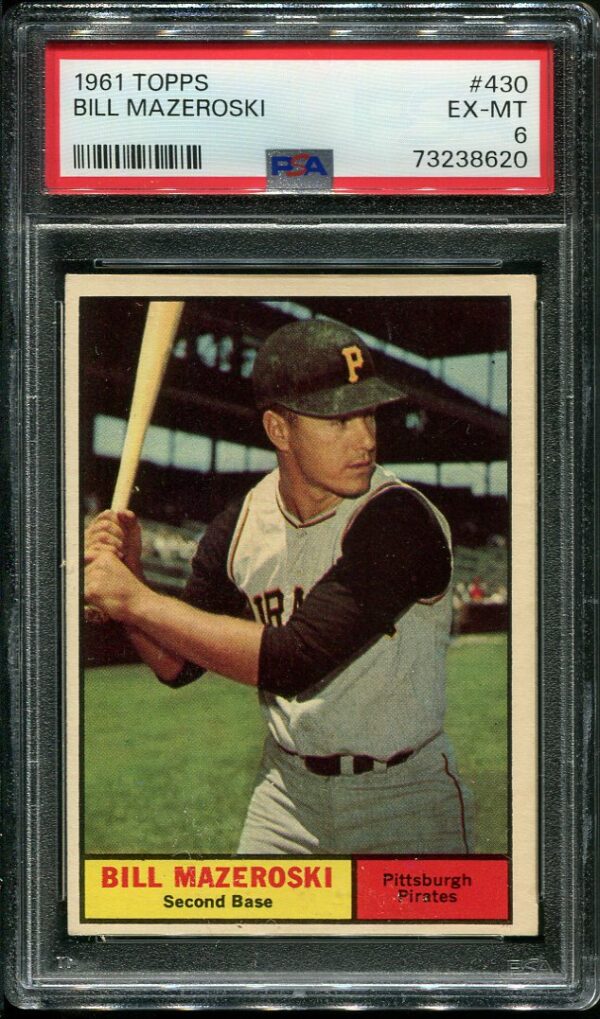 Authentic 1961 Topps #430 Bill Mazeroski PSA 6 Baseball Card