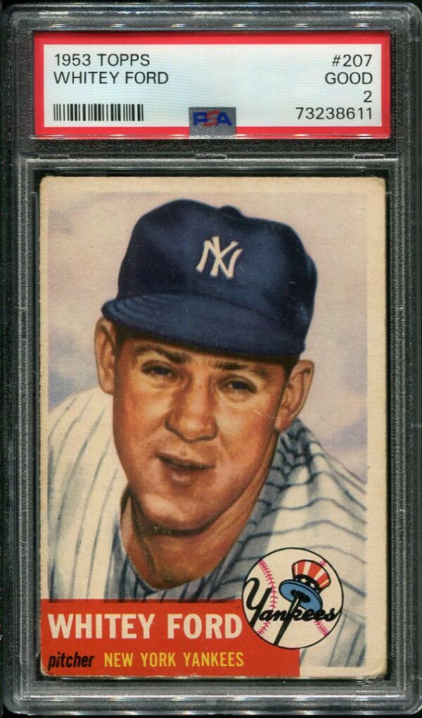 Authentic 1953 Topps #207 Whitey Ford PSA 2 Baseball Card