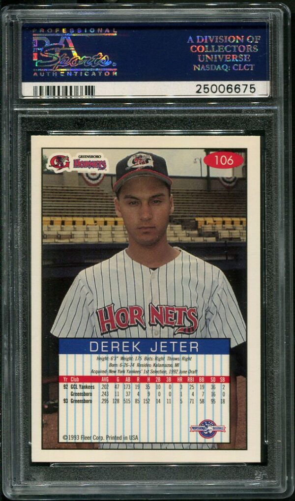 Authentic 1993 Fleer Excel #106 Derek Jeter PSA GEM MINT 10 Baseball Card