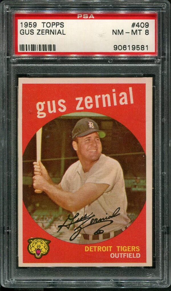 Authentic 1959 Topps #409 Gus Zernial PSA 8 Baseball Card