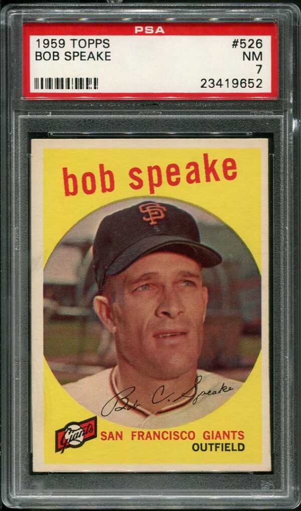 Authentic 1959 Topps #526 Bob Speake PSA 7 Baseball Card