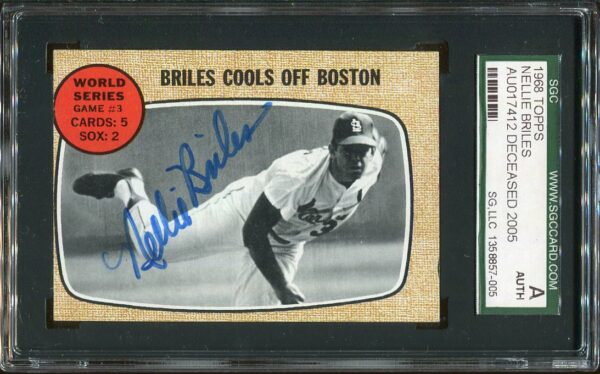 SGC Authentic Autographed 1968 Topps #153 Nelson "Nellie" Briles Baseball Card