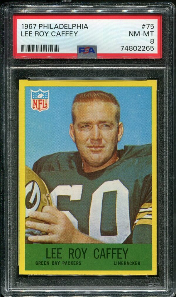 Authentic 1967 Philadelphia #75 Lee Roy Caffey PSA 8 Football Card