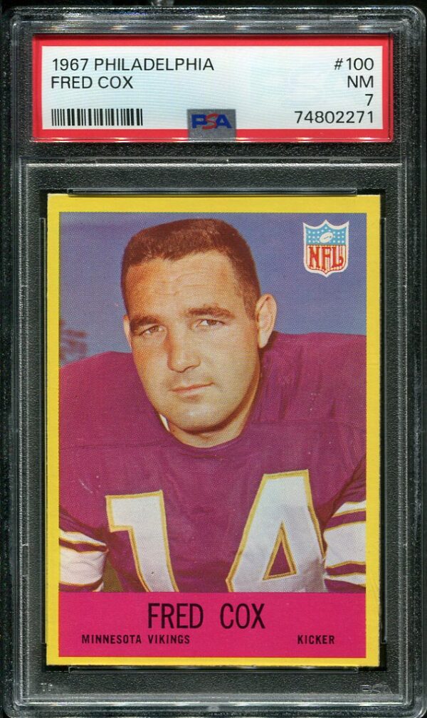 Authentic 1967 Philadelphia #100 Fred Cox PSA 7 Football Card